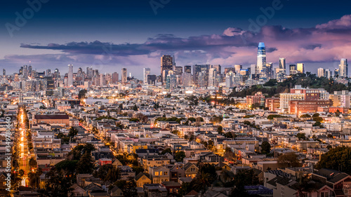 San Francisco Downtown Panorama. San Francisco s Financial District as seen from Bernal Heights Park.
