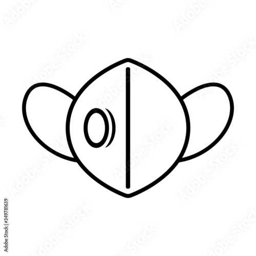 N95 face mask line icon. Protective FFP mask or respirator with valve. Vector Illustration