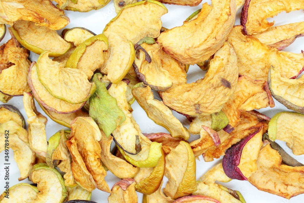 Beautiful dried apples located on a white background Beautiful dried apples located on a white background