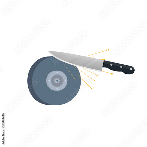 Knife. Sharpening of the blade. Workshop, vector illustration
