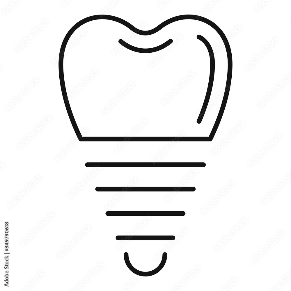 Obraz premium Tooth implant icon. Outline tooth implant vector icon for web design isolated on white background