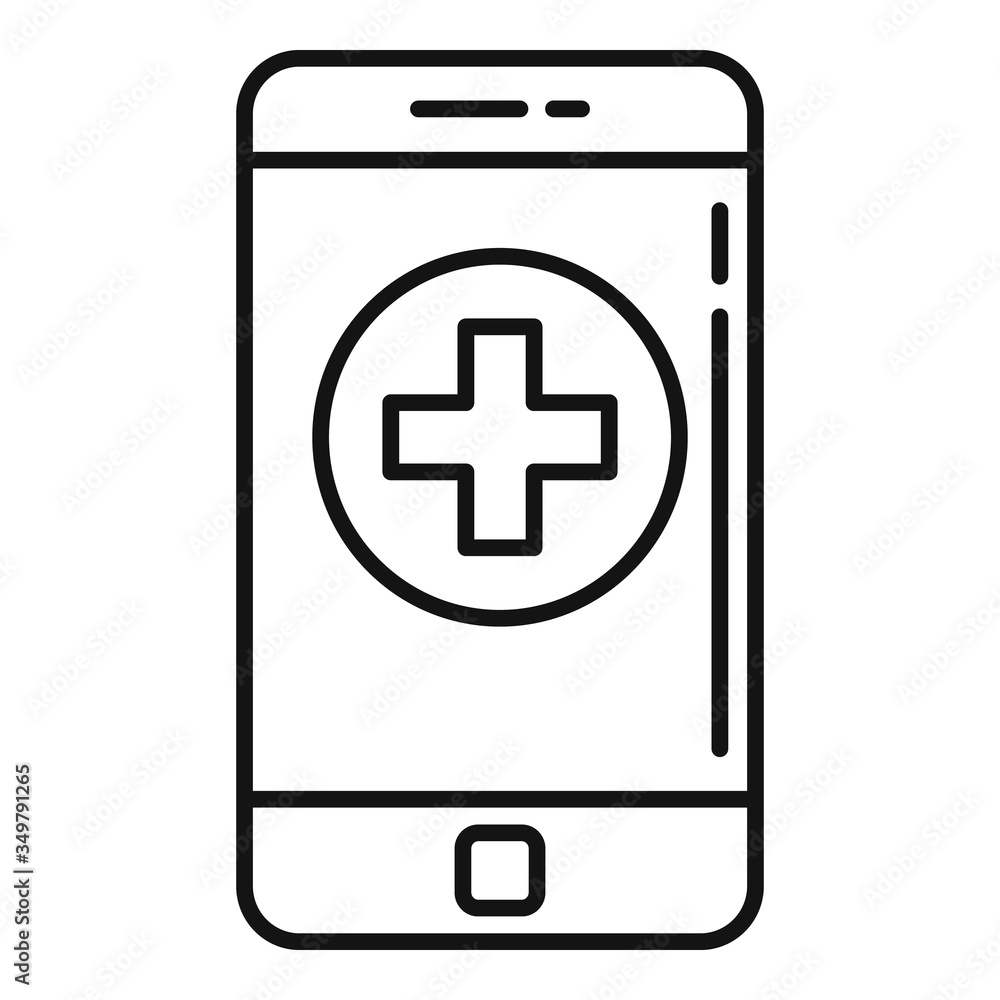 Smartphone medical help icon. Outline smartphone medical help vector icon for web design isolated on white background Smartphone medical help icon. Outline smartphone medical help vector icon for web design isolated on white background