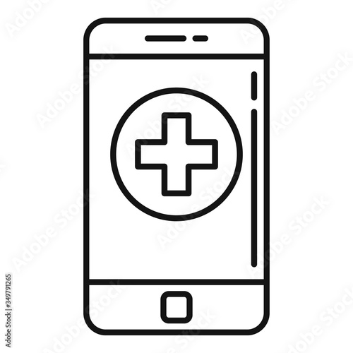Smartphone medical help icon. Outline smartphone medical help vector icon for web design isolated on white background