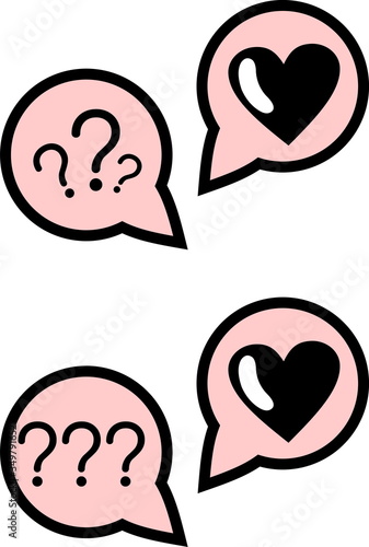 Heart in speech bubble icon. Love message icon, Simple heart, loves or not question