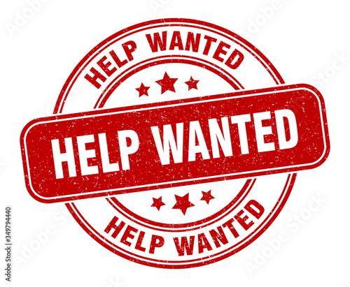 help wanted stamp. help wanted label. round grunge sign