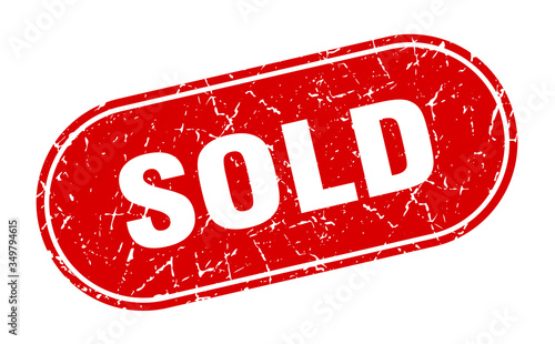 sold sign. sold grunge red stamp. Label