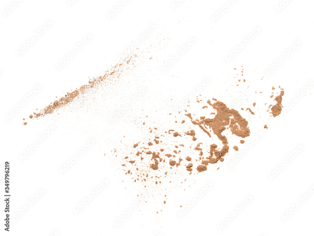 loose cocoa powder isolated on white background
