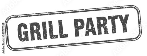 grill party stamp. grill party square grunge sign. label
