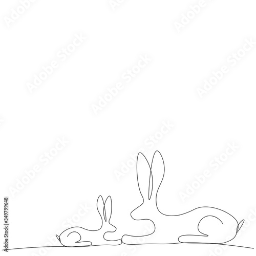 Bunny on white background mom and baby, vector illustration