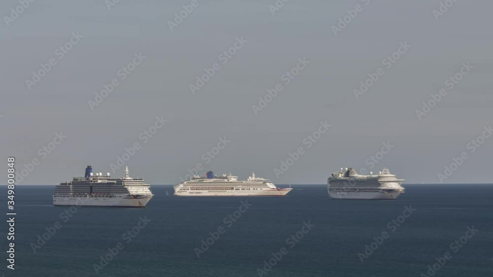 Time Lapse of 4 Cruise Ships Anchored in Weymouth Bay During Coronavirus Lockdown Time Lapse of 4 Cruise Ships Anchored in Weymouth Bay During Coronavirus Lockdown