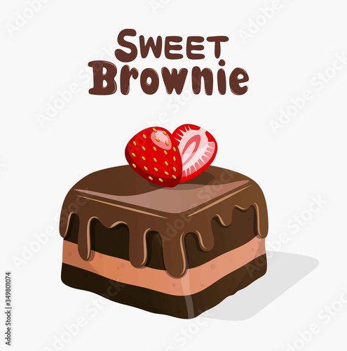 chocolate brownies isolated on white background.vector illustration