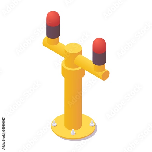 Isometric touchdown zone lights airport. Airport lighting element.