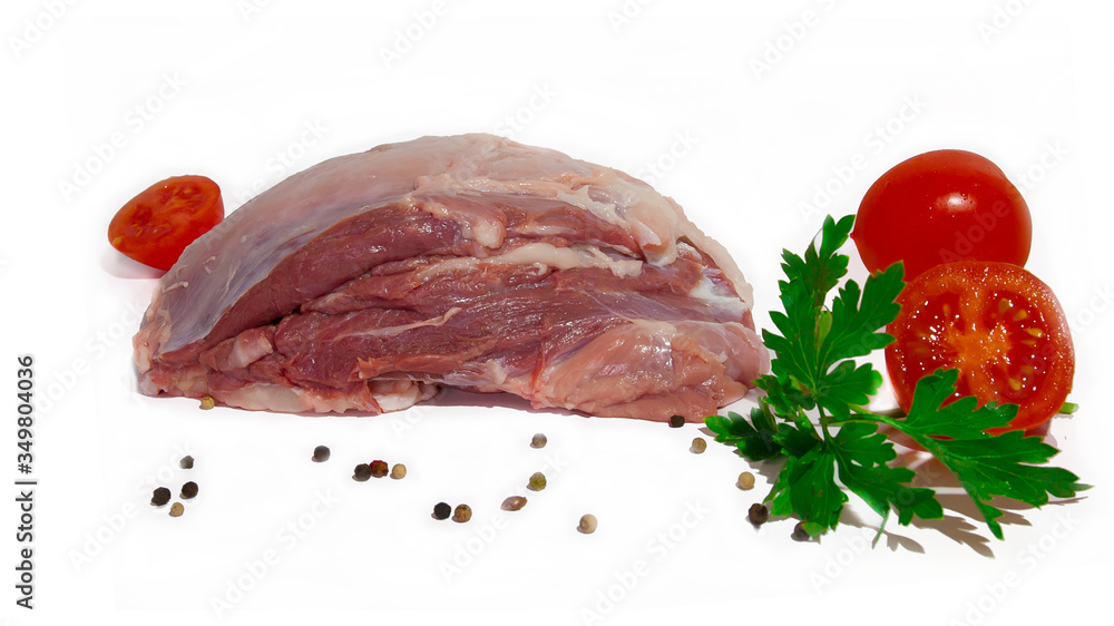 fresh steamed meat pork on a white background fresh steamed meat pork on a white background