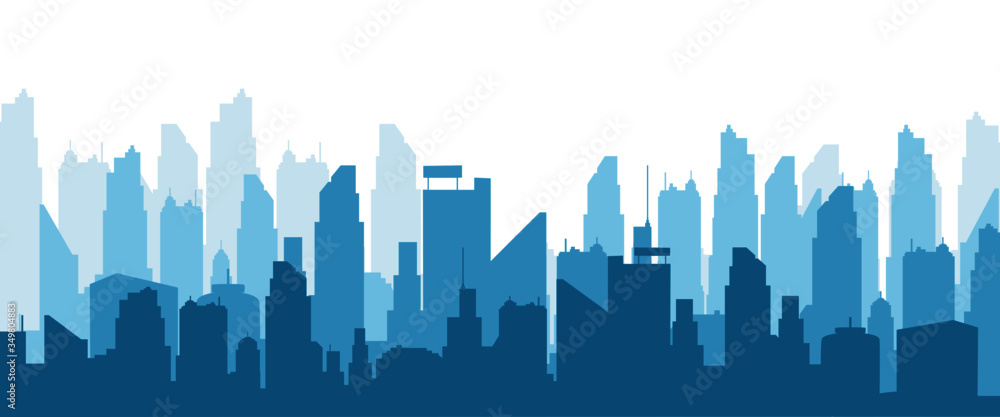 Modern Silhouette of the city.panoramic tower illustration banner