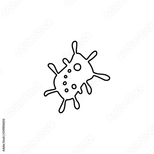 Microscopic virus icon. Disease pathogen, coronavirus infection symbol. Bacteria, microbe sign. Microbiology, germs, cell biology concept. Line icon design for modern web and mobile concept. © Azar