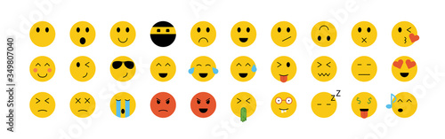 Emoticon smiley face vector isolated icon set. Modern flat illustration