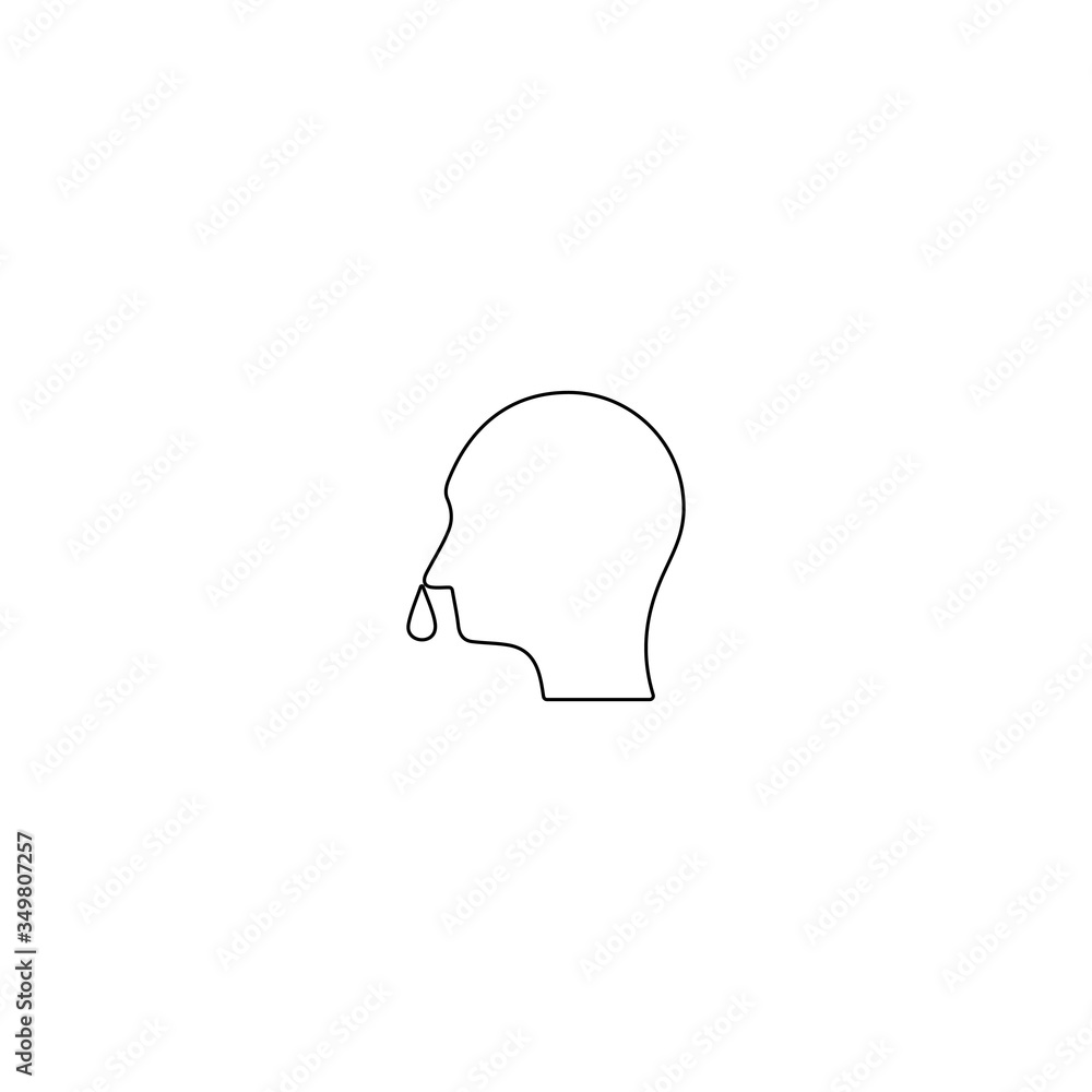 Runny nose icon. Virus infection, flu sign. Disease, illness symbol. Line icon design for medical and health care concept. Runny nose icon. Virus infection, flu sign. Disease, illness symbol. Line icon design for medical and health care concept.