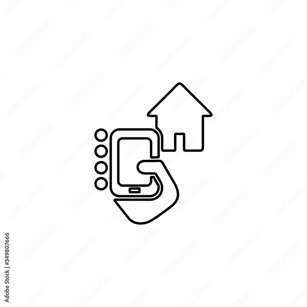 Concept of smart house technology. IoT integrated home with centralized control of lighting, heating, ventilation and air conditioning, security and video surveillance. Internet of things line icon. Concept of smart house technology. IoT integrated home with centralized control of lighting, heating, ventilation and air conditioning, security and video surveillance. Internet of things line icon.