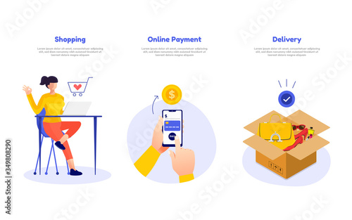 Illustration concept mobile payment. Delivery and shopping concept. Use for banner website and social advertising. Vector illustrate.