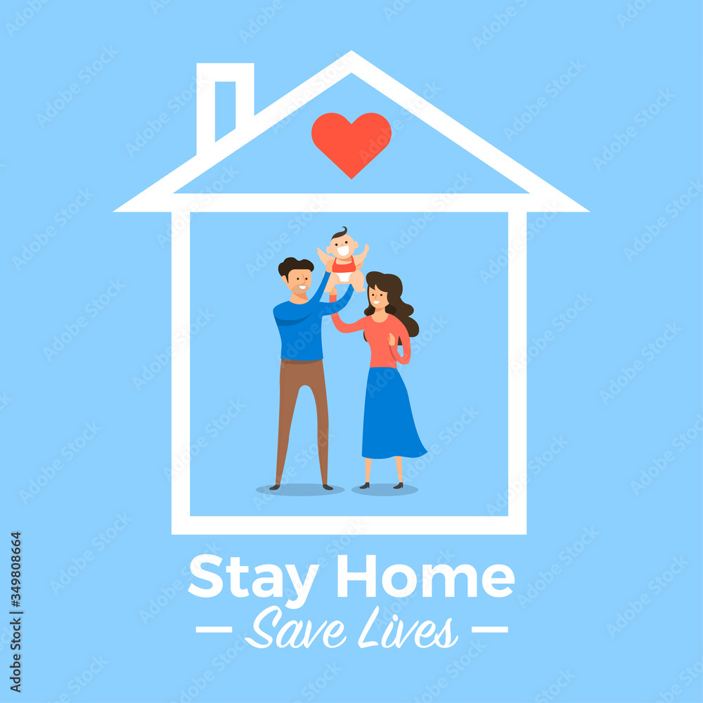 Family stay at home save lives. Illustrations concept family at home. Vector illustrate. Family stay at home save lives. Illustrations concept family at home. Vector illustrate.