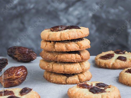 Freshly baked tahini and sesame seeds with dates cookies