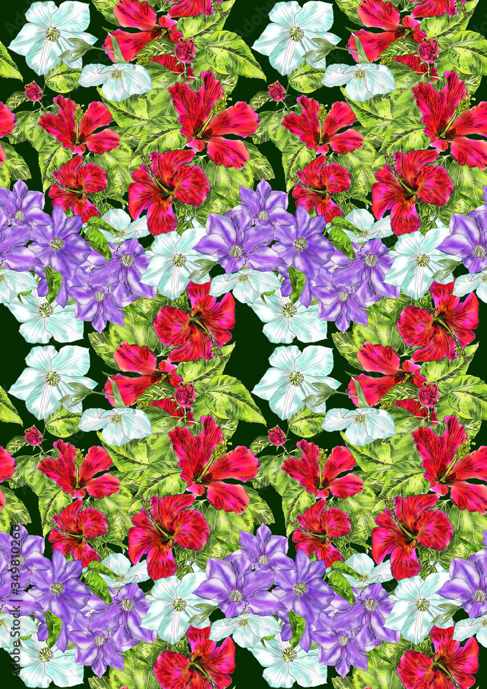 Floral pattern, decorative element. Fashionable flat fragment. Illustration with flowers, leaves, branches. Spring garden bouquet isolated on white background, beauty of nature. Pattern for printing. Floral pattern, decorative element. Fashionable flat fragment. Illustration with flowers, leaves, branches. Spring garden bouquet isolated on white background, beauty of nature. Pattern for printing.