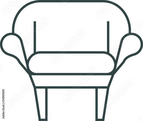 armchair, rounded corners of the back, line icon