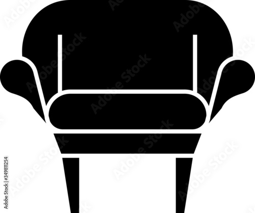 armchair, rounded corners of the back, glyph icon