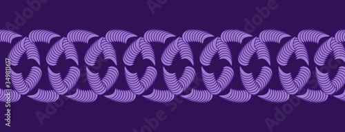 Seamless horizontal banner. Pattern of circles. Bracelets made of shells. Purple vector border.