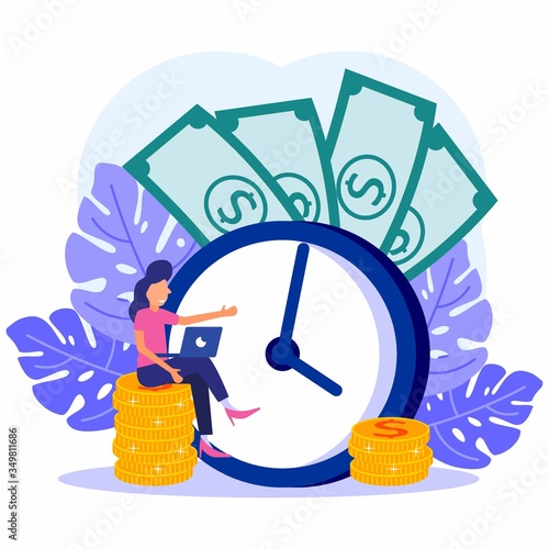 Time is money, business, and finance. Time management. Payment day, hour and money vector illustration-vector.