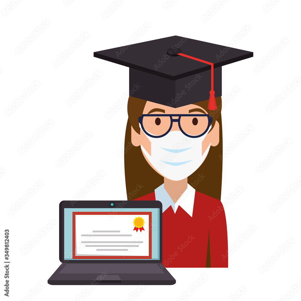 online education graduated woman isolated icon vector illustration design online education graduated woman isolated icon vector illustration design