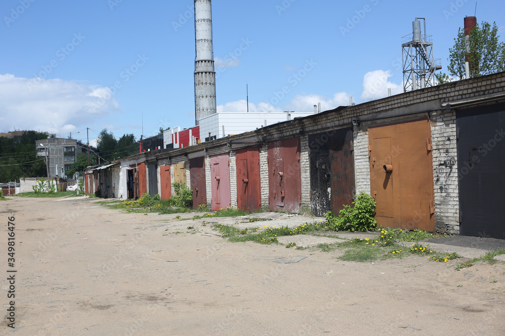 old garages and sheds, old buildings
