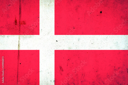 Flag of Denmark on a concrete wall. Flags. Europa.