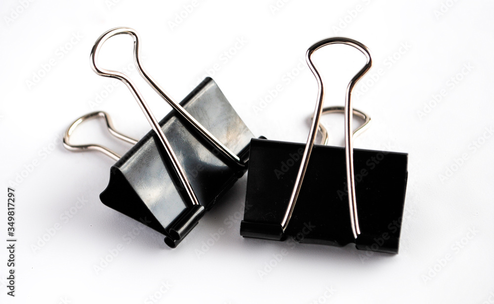 paper clip black metal on white background paper clip black metal on white background