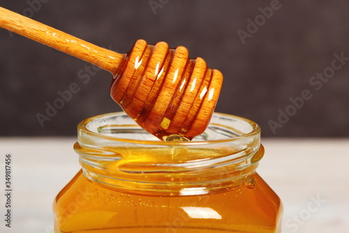 Jar of Honey with Honey Dipper