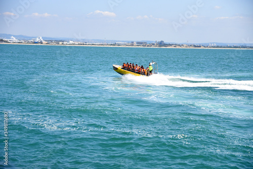 speed boat in sea water sport