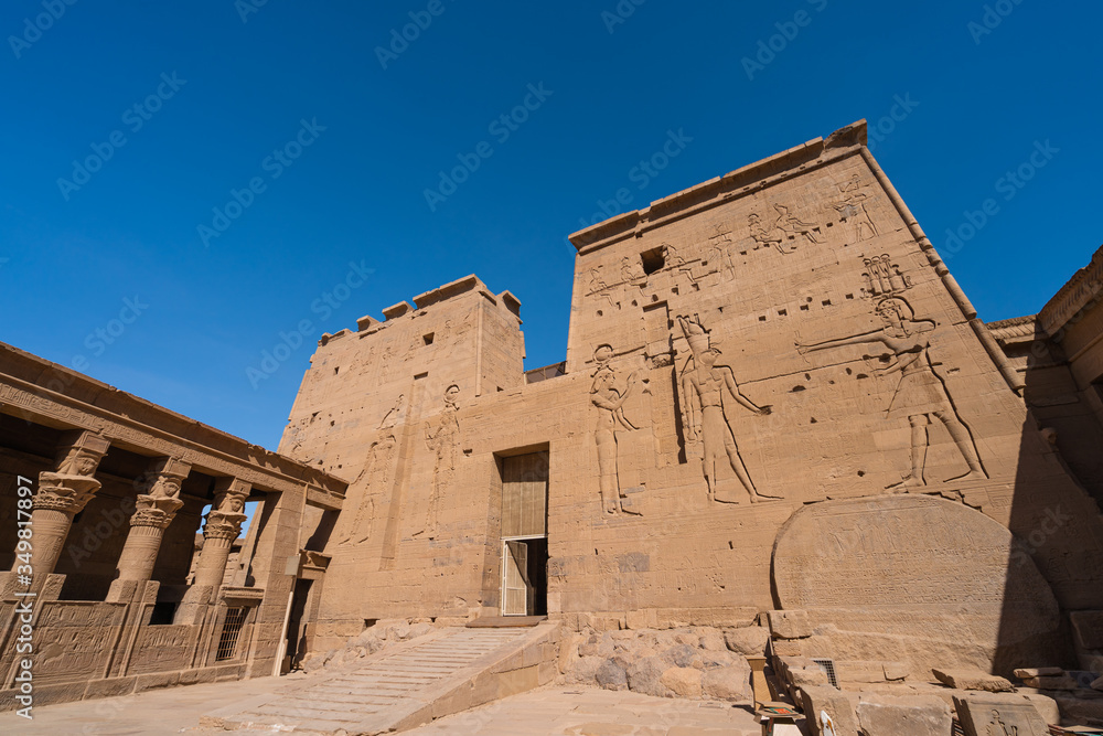 Philae temple near Nile river in Aswan city, Upper Egypt