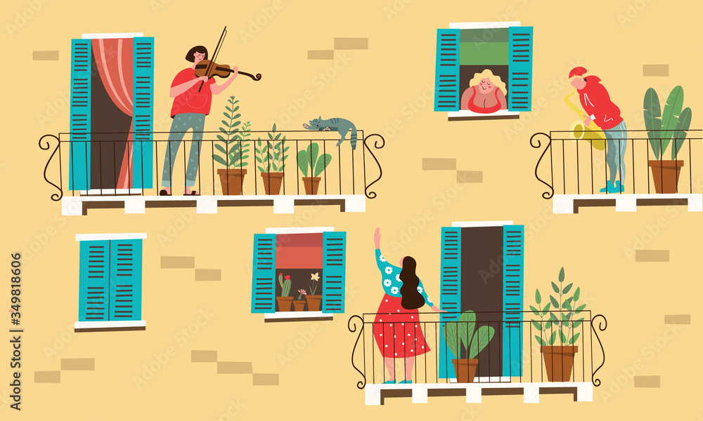 Stay at home. Vector illustration of home activities during the quarantine period.