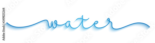 WATER blue vector monoline calligraphy banner with swashes