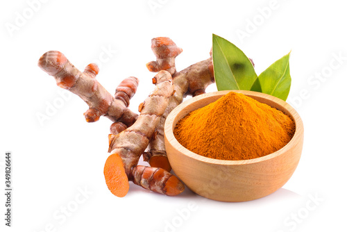 Fresh turmeric isolated on a white background photo