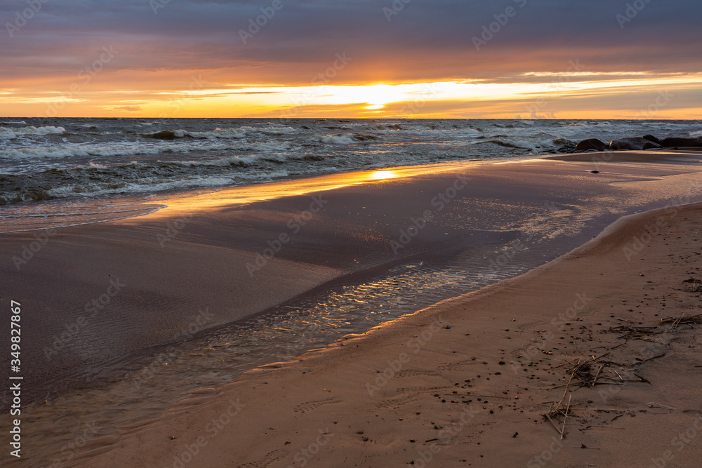 City Tuja, Latvia. Baltic sea with rocks and sand. Travel photo.