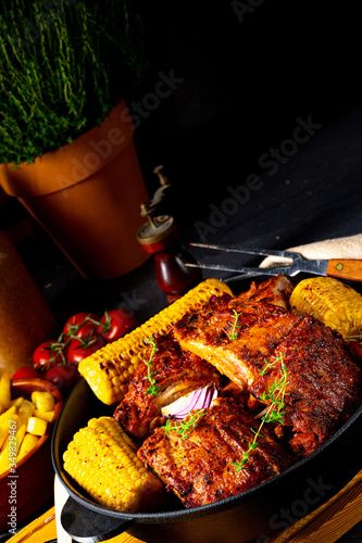 Rustic spare ribs from the oven photo