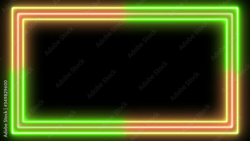 Neon frame on black background. Colourful neon glow color moving seamless art loop background. Looped animation ultraviolet. 4K video. Neon frame on black background. Colourful neon glow color moving seamless art loop background. Looped animation ultraviolet. 4K video.