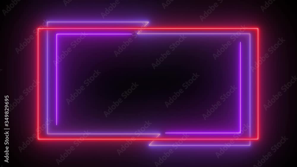 Neon frame on black background. Colourful neon glow color moving seamless art loop background. Looped animation ultraviolet. 4K video. Neon frame on black background. Colourful neon glow color moving seamless art loop background. Looped animation ultraviolet. 4K video.