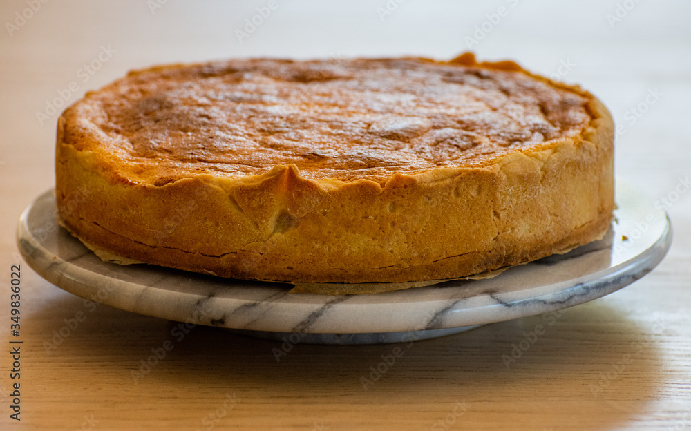 traditional belgian cheesecake on a marble cake plate
traditional belgian cheesecake on a marble cake plate
