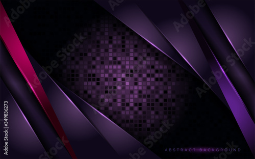 Modern 3d tech futuristic dark purple background design.