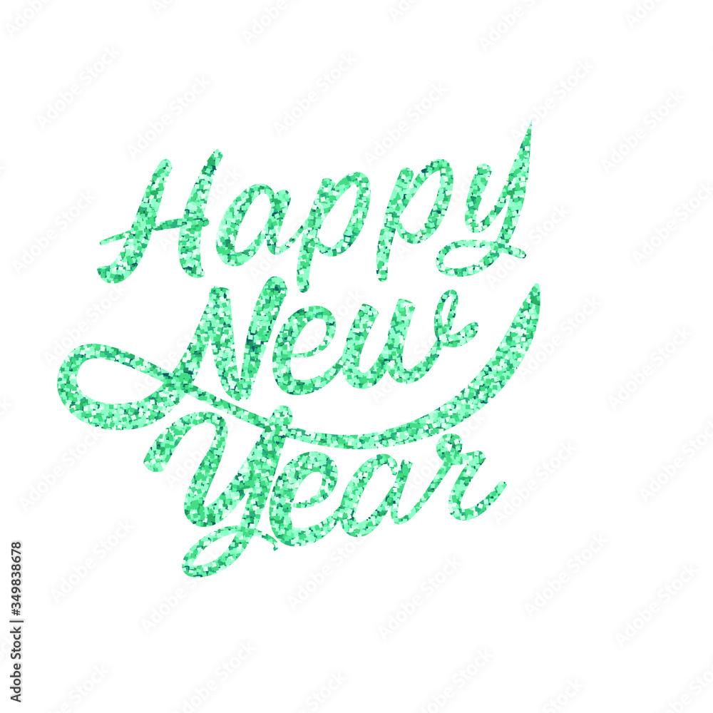Happy New Year 2021 typographic emblems. Vector logo, text design. Black, white and glitter. Usable for banners, greeting cards, gifts etc.