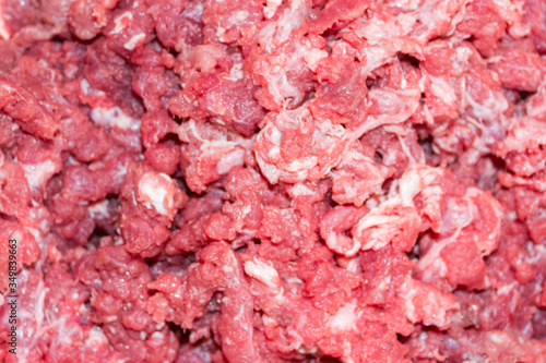 minced meat chopped in a meat grinder. Suitable for background and space for advertising