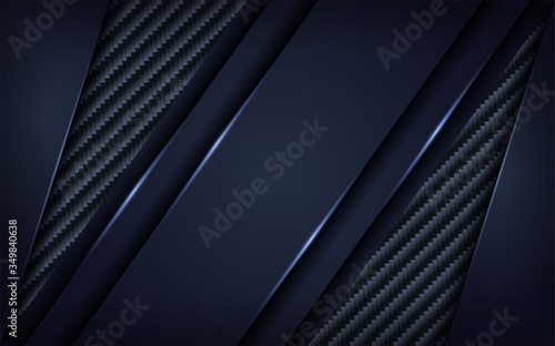 Dark 3d navy blue with carbon textured pattern background design.