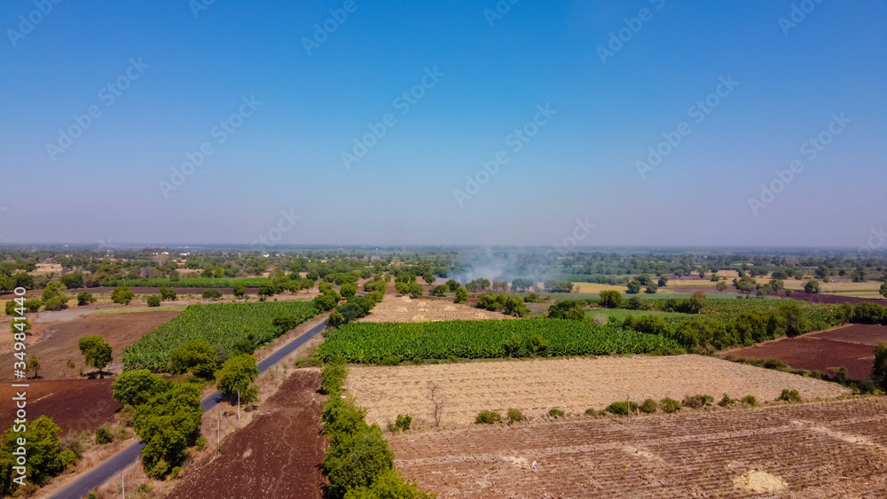 Aerial top view of agriculture field